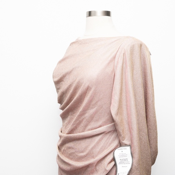 Betsy & Adam - Petite "Gracie" Galaxy Knit Glitter Draped Gown - Picture 10 of 12